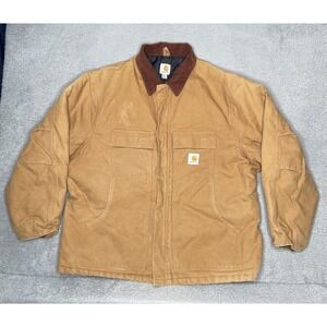 Carhartt Jacket Men 2XL Canvas Full Zip Quilted Lining Heavy Duty‎ Work #14806